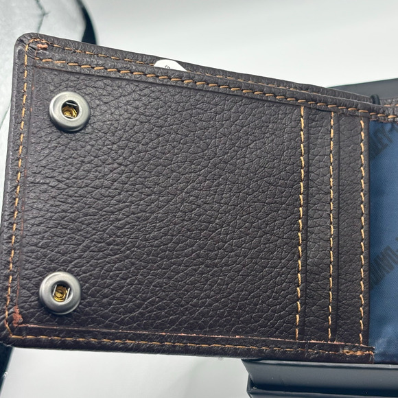 Harley Davidson Mens Genuine Leather RFID Bifold Wallet MWM079/01 Brown - Picture 7 of 13